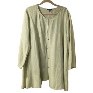 Eileen Fisher Linen Blend Button up tunic top - size  L